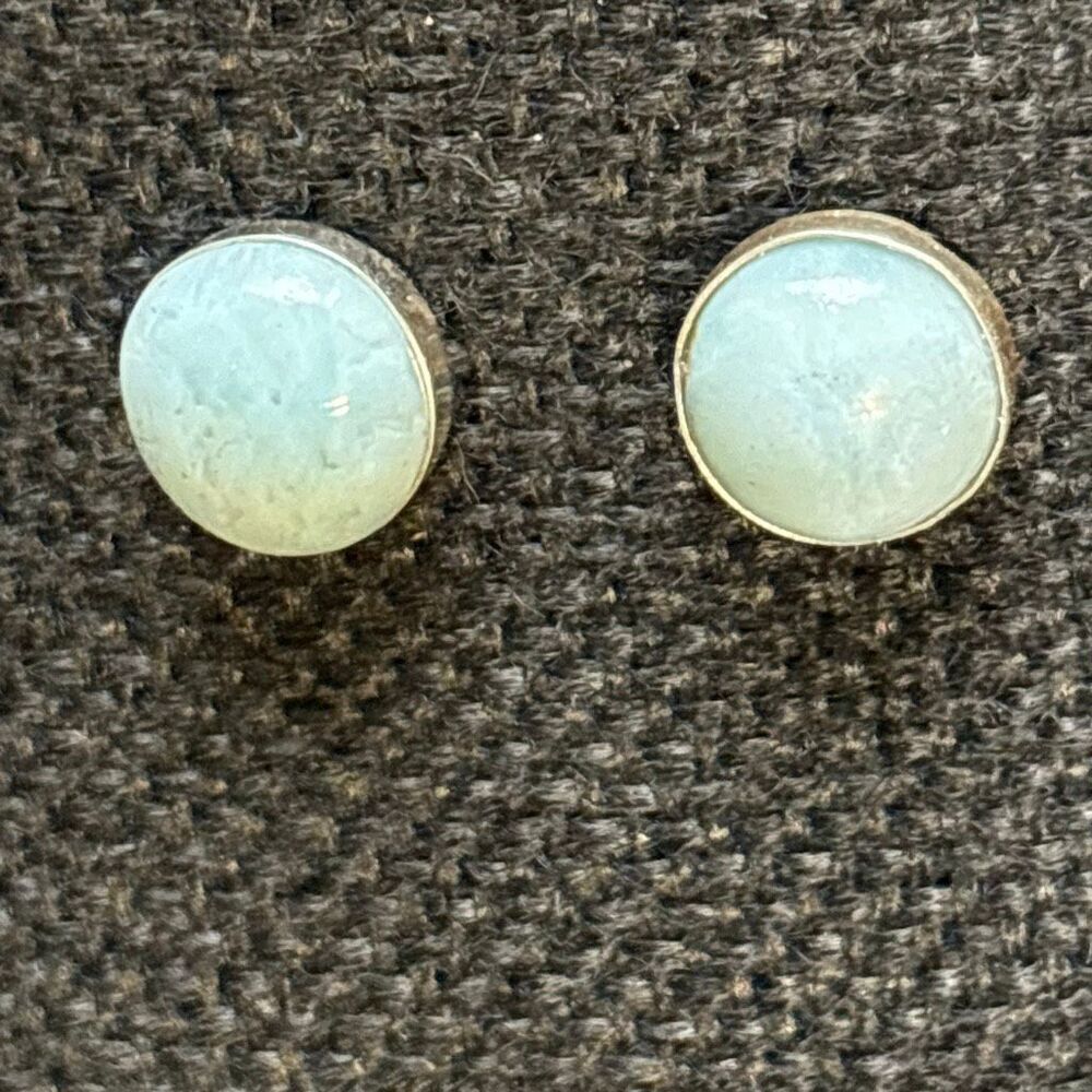 Blue Larimar Stud Earrings, NEW, Handmade, Sterling Silver, Natural